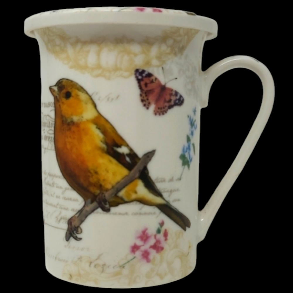 KENT POTTERY BIRD CUP WITH LID